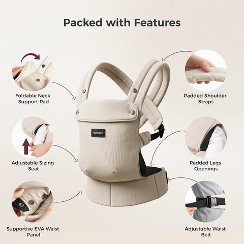Momcozy PureHug Baby Carrier - Ergonomic, Cozy and Lightweight (Plus Size)