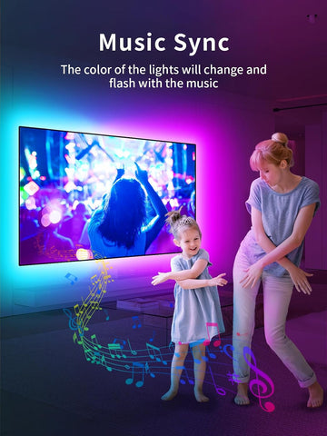KANTUTOE TV LED Backlight, 9.84ft LED Lights for 32-43in TV, RGB TV Lights Behind with Music Sync Bluetooth APP and Remote Control Strip Light USB Powered for Bedroom Home Decor
