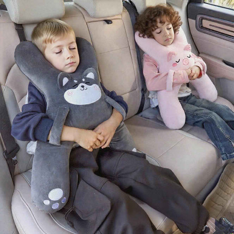 Car Pillow for Travel Animal-Themed Car Seat Cushion with Safety Belt Protector Soft Plush Material 4 Cute Styles: Pig, Dog, Rabbit, Panda (Panda)