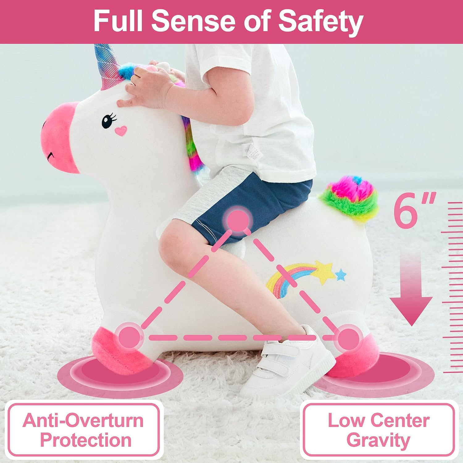 Bouncy Pals Toddler Unicorn Hopper Toy Girl Gift, Outdoor Ride Animal Horse