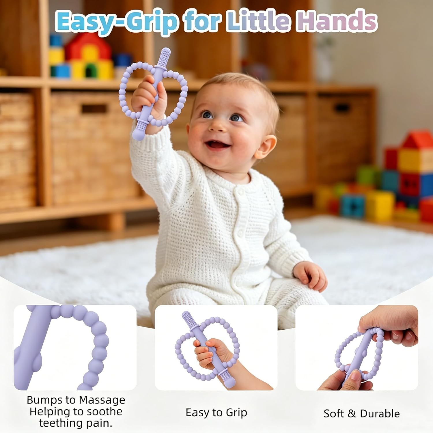 Fu Store Hollow Teether Tube Apple Shape Baby Teething Toy for Babies 0-36M
