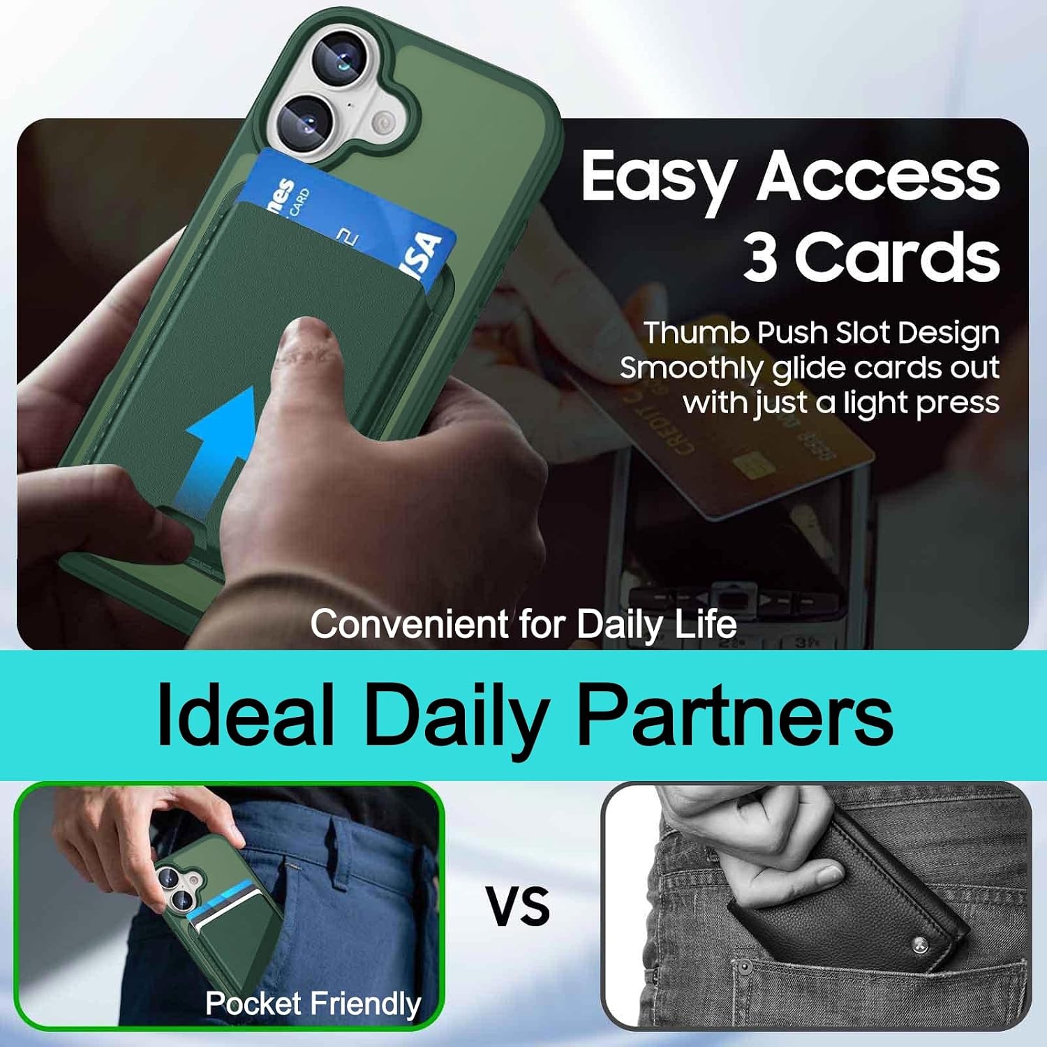 Magnetic for iPhone 17 Wallet Case, Green