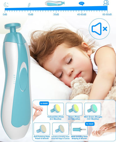 Baby Grooming Kit with Electric Nail Trimmer, 0-3 Years+, Blue