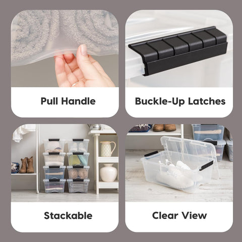 IRIS USA 4-Pack 13 Quart Storage Bins with Lids, Clear