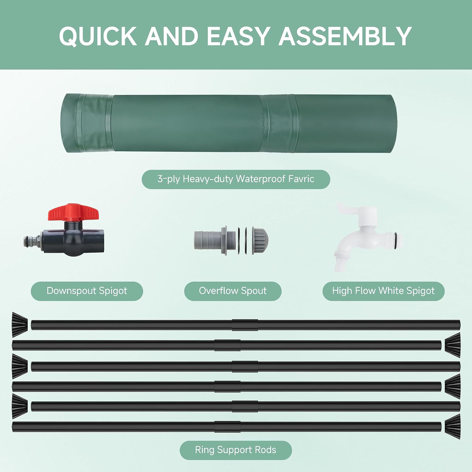 Collapsible Rain Barrel Water Storage Containers 53 Gallon