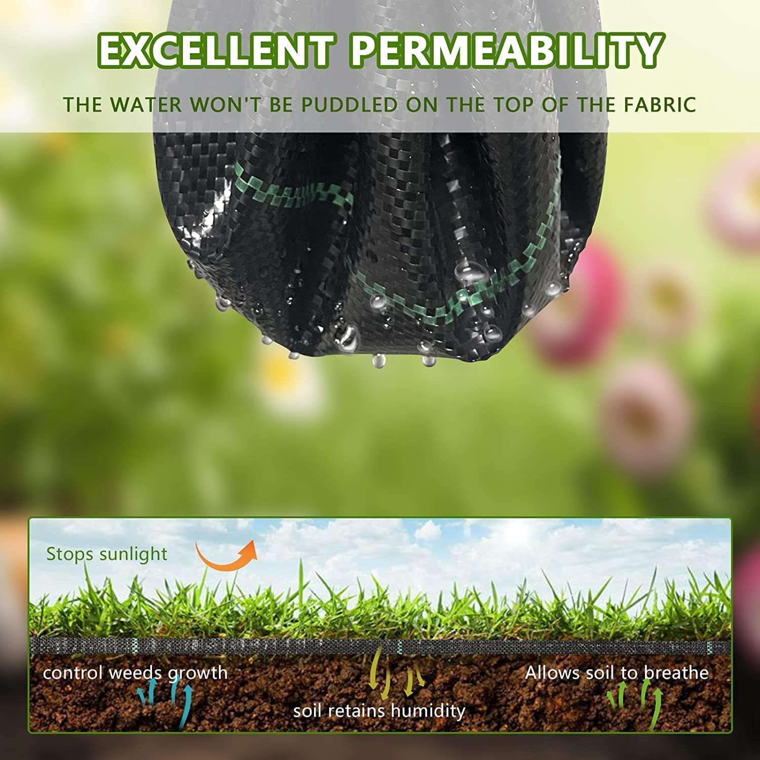 1.4ftx100ft Weed Barrier Landscape Fabric Heavy Duty，Weed Block Gardening Ground Cover Mat, Weed Control Garden Cloth ，Woven Geotextile Fabric for Underlayment，Commercial Driveway Fabric