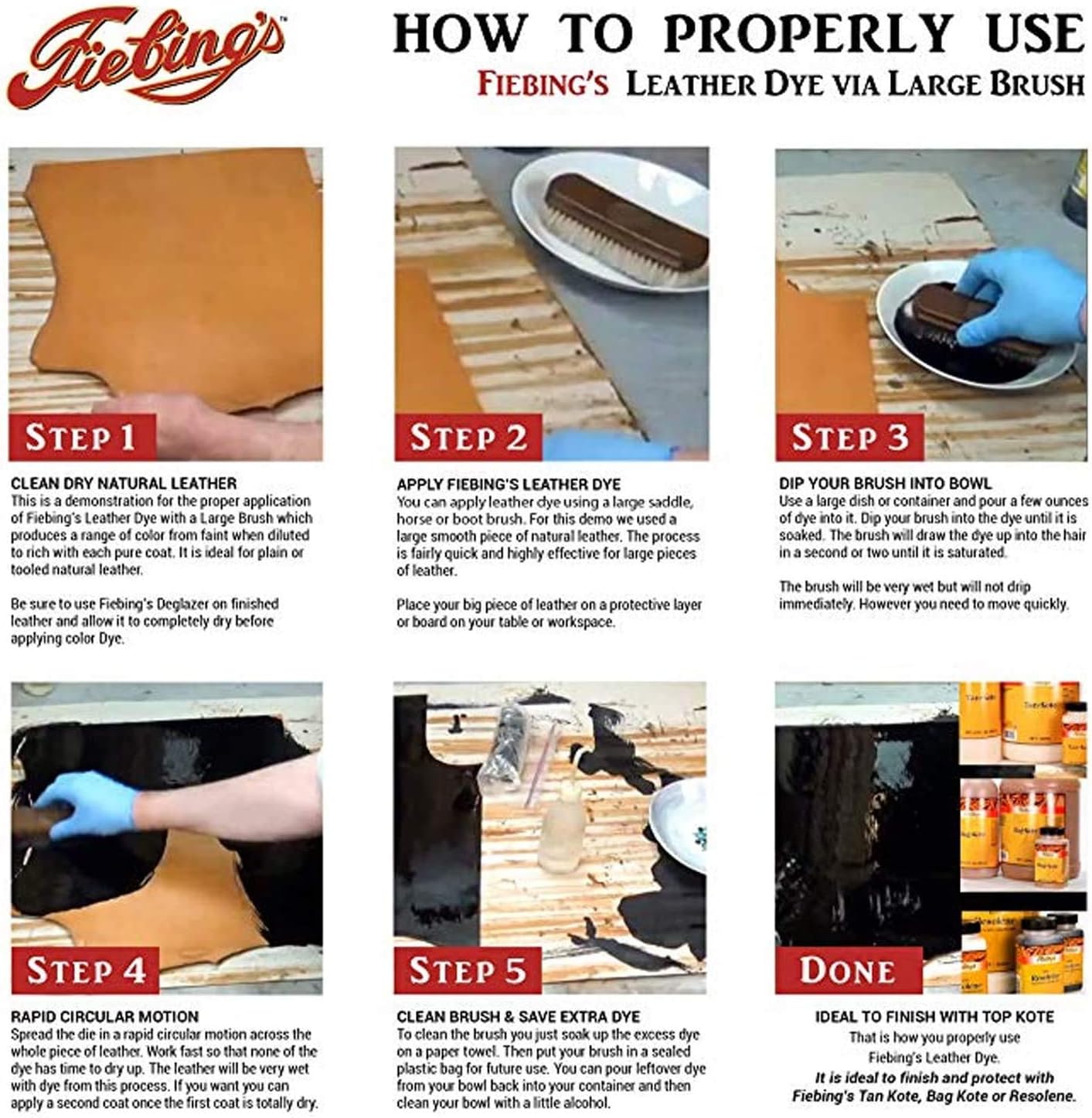Fiebing's Leather Dye (4 Fl Oz, Mahogany) - Alcohol-Based, Penetrating, Permanent Dye for Shoes, Boots, Belts, Bags, Furniture - Includes Wool Dauber Applicator - Recolor & Restore Leathercraft
