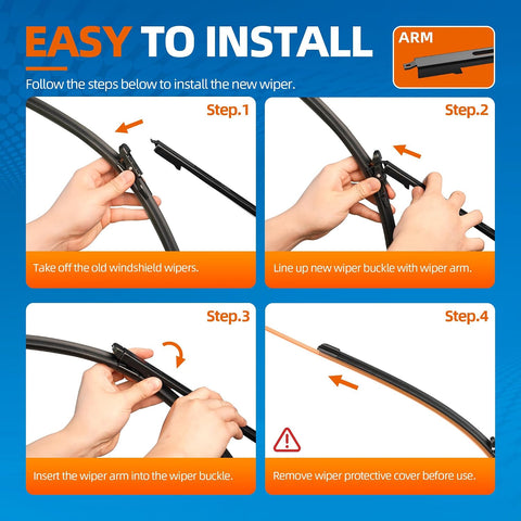 28"28" (Pinch Tab) Windshield Wiper Blades Automotive Replacement for Ford Escape 2019-2013, Edge 2024-2015, Focus 2018-2012 Transit Connect 2024-2014 OEM Quality Premium 2 Pack