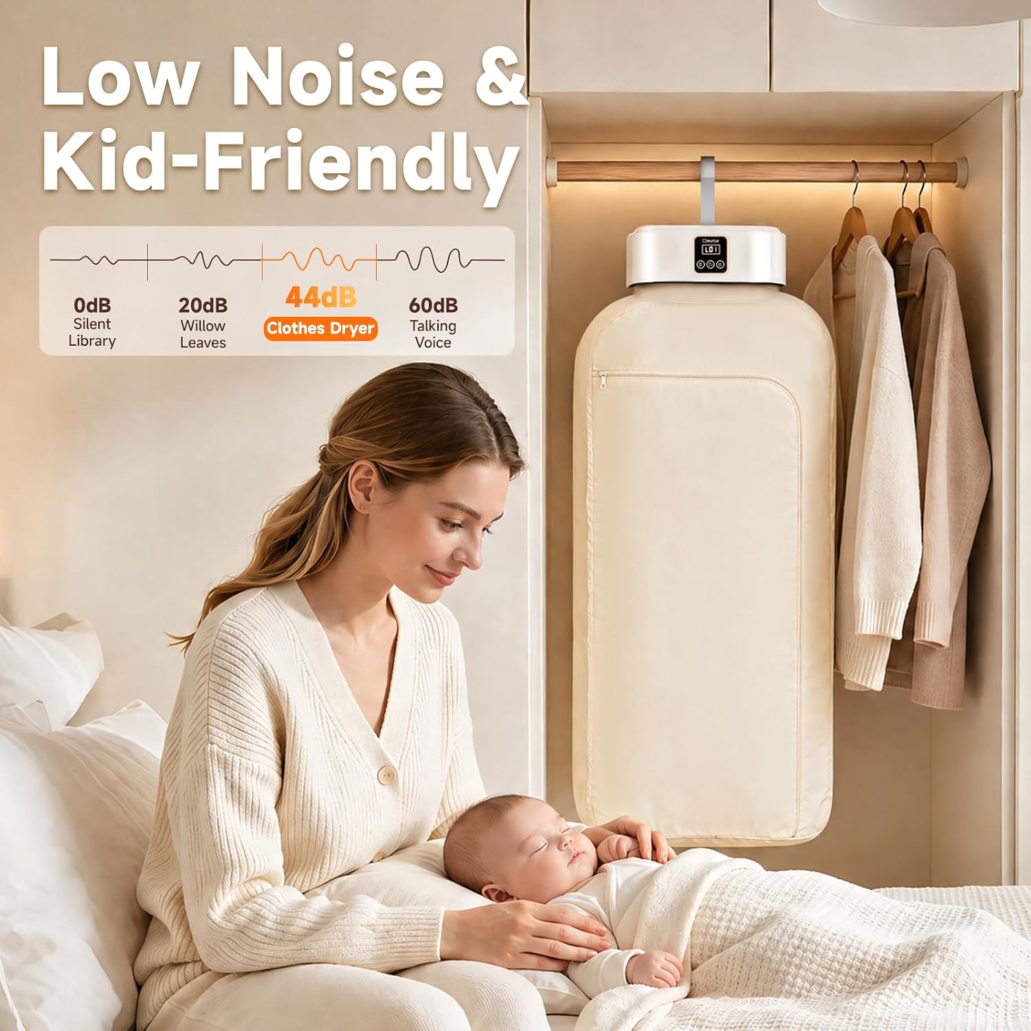 Portable Clothes Dryer, 600W Foldable Mini Dryer with 8 Timer Settings