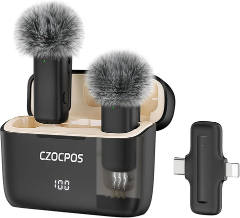 Wireless Lavalier Microphone for iPhone iPad Android with Charging Case,Lapel Mic with Noise Reduction,36H Battery Life, 135ft Range, Mini Microphone for Video Recording,YouTube,Vlog,Live Streaming