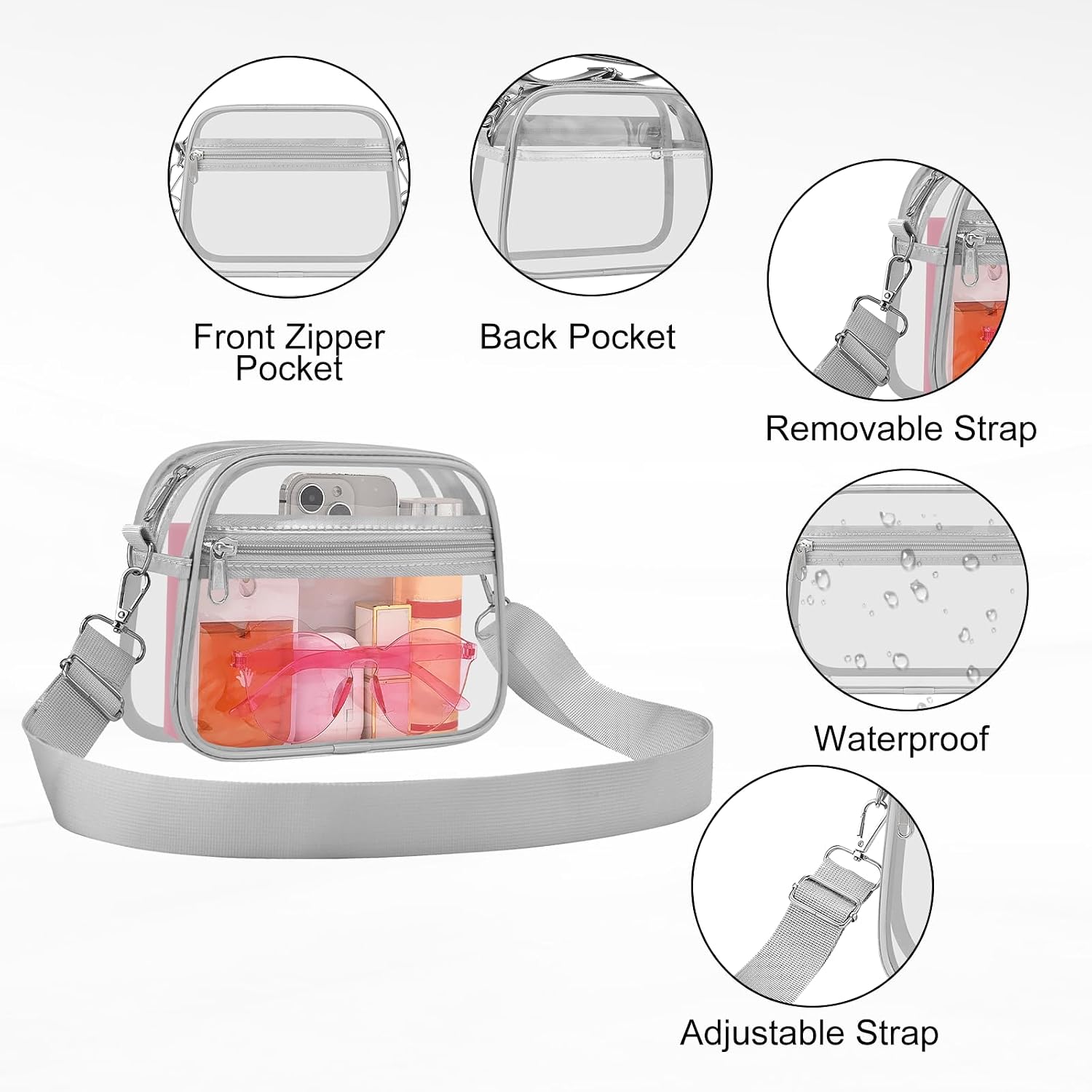 USPECLARE Clear Bag for Stadium Events Clear Sports Fan Handbags Purses