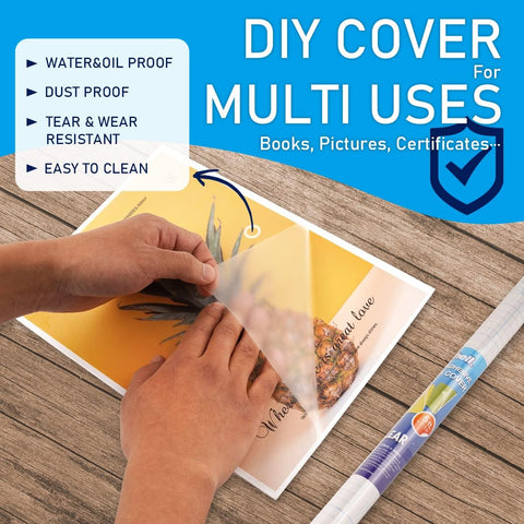 Chell Clear Contact Paper for Books, Adhesive Book Cover, 17.5 in x 30 ft