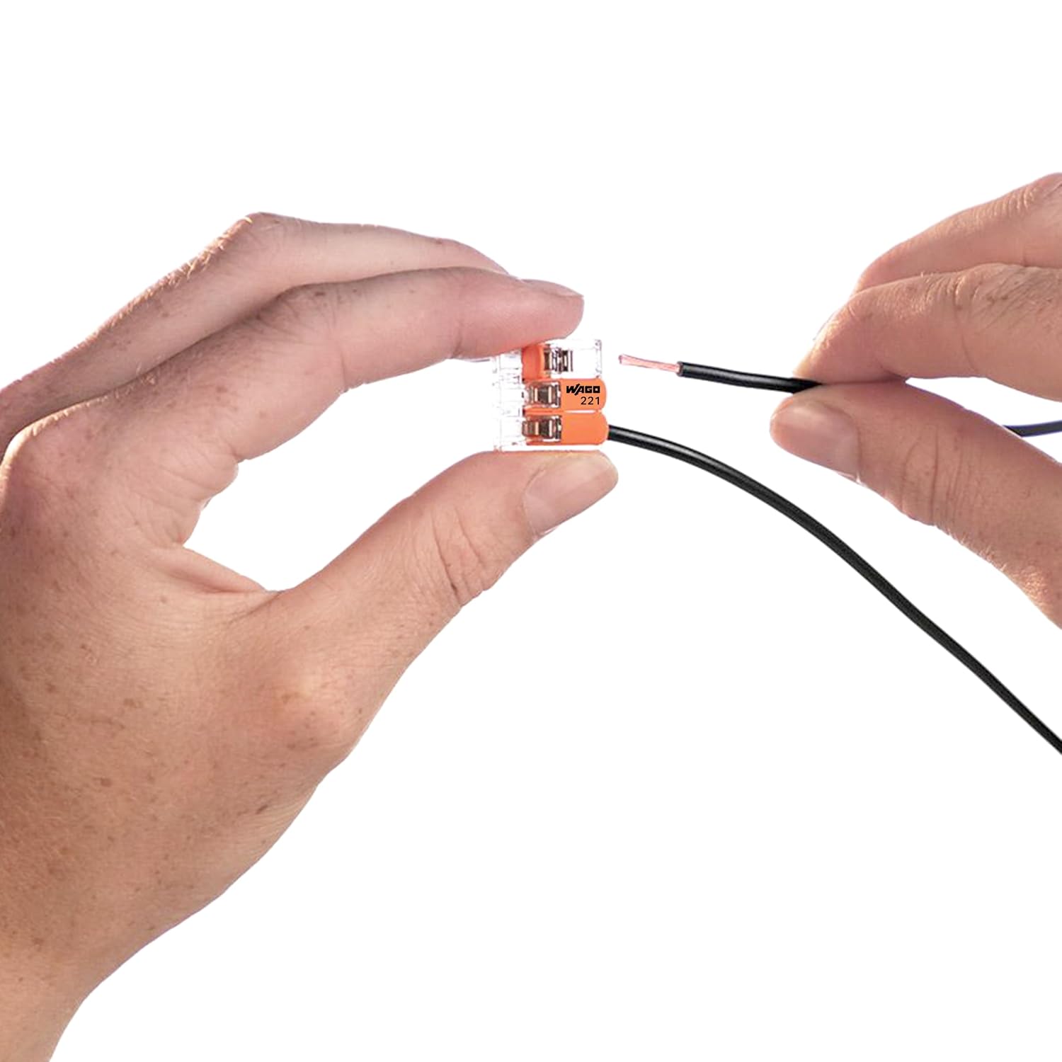 221-413 | WAGO Lever-Nuts® Splicing Connector | for Solid and Stranded Conductors | 3-Conductor with Operating levers | 24-12 AWG | Transparent housing | [Box of 50 Pieces]