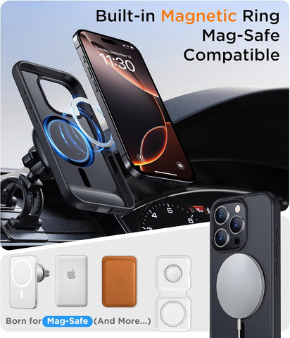 Magnetic Compatible with iPhone 16 Pro Max Case, [Built-in Invisible Kickstand][Compatible with MagSafe] [Military Grade Shockproof] Slim Translucent Matte Phone Case for iPhone 16 Pro Max 6.9"