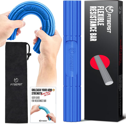 FitBeast Flex Therapy Bar, Tennis Elbow Therapy Bar - Ideal for Relieve Tendonitis Pain & Improve Grip Strength, Fitness Resistance Bar for Golfers Elbow & Tendinitis, Twist Bar for Physical Therapy