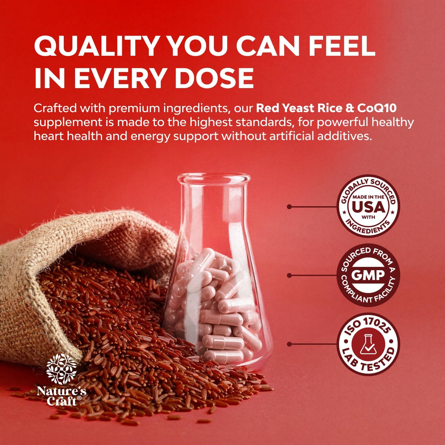 Red Yeast Rice with CoQ10 Supplement - Healthy Heart Support – 240 Ct