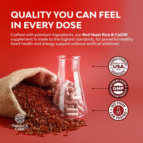 Red Yeast Rice with CoQ10 Supplement - Healthy Heart Support – 240 Ct
