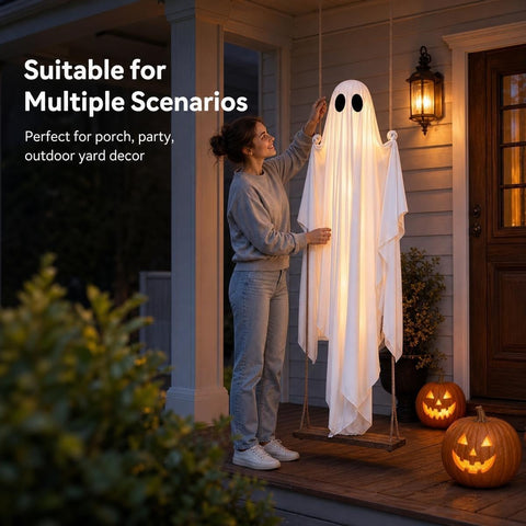 Halloween 4.3 FT Large Hanging Swing Ghost Decorations