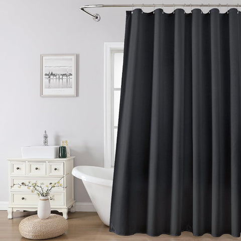 1 Pack Water-Repellent Fabric Shower Curtain Liner, 72x66 Black