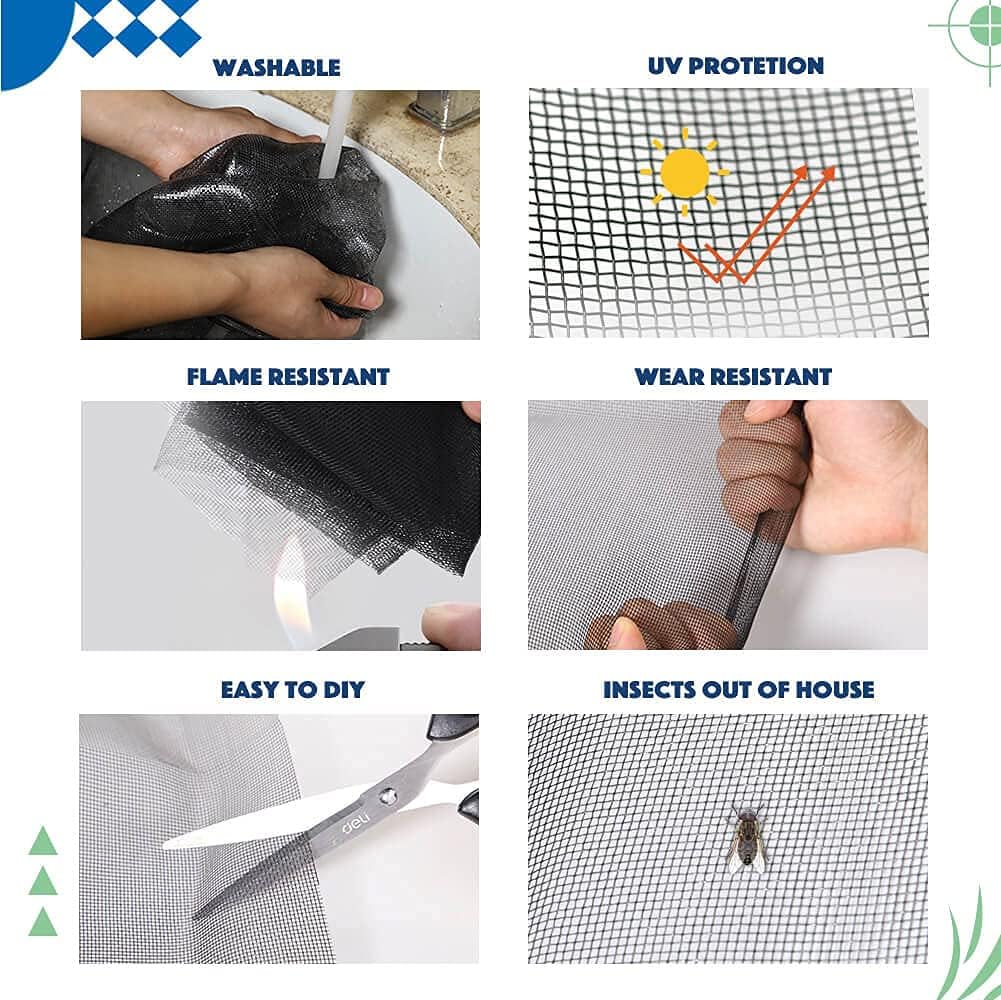 Windows Screen and Screen Door Replacement, 59"x106" Durable Fiberglass Screen Mesh- Window Screen & Sliding Screen Door Repair for Patio and Windows