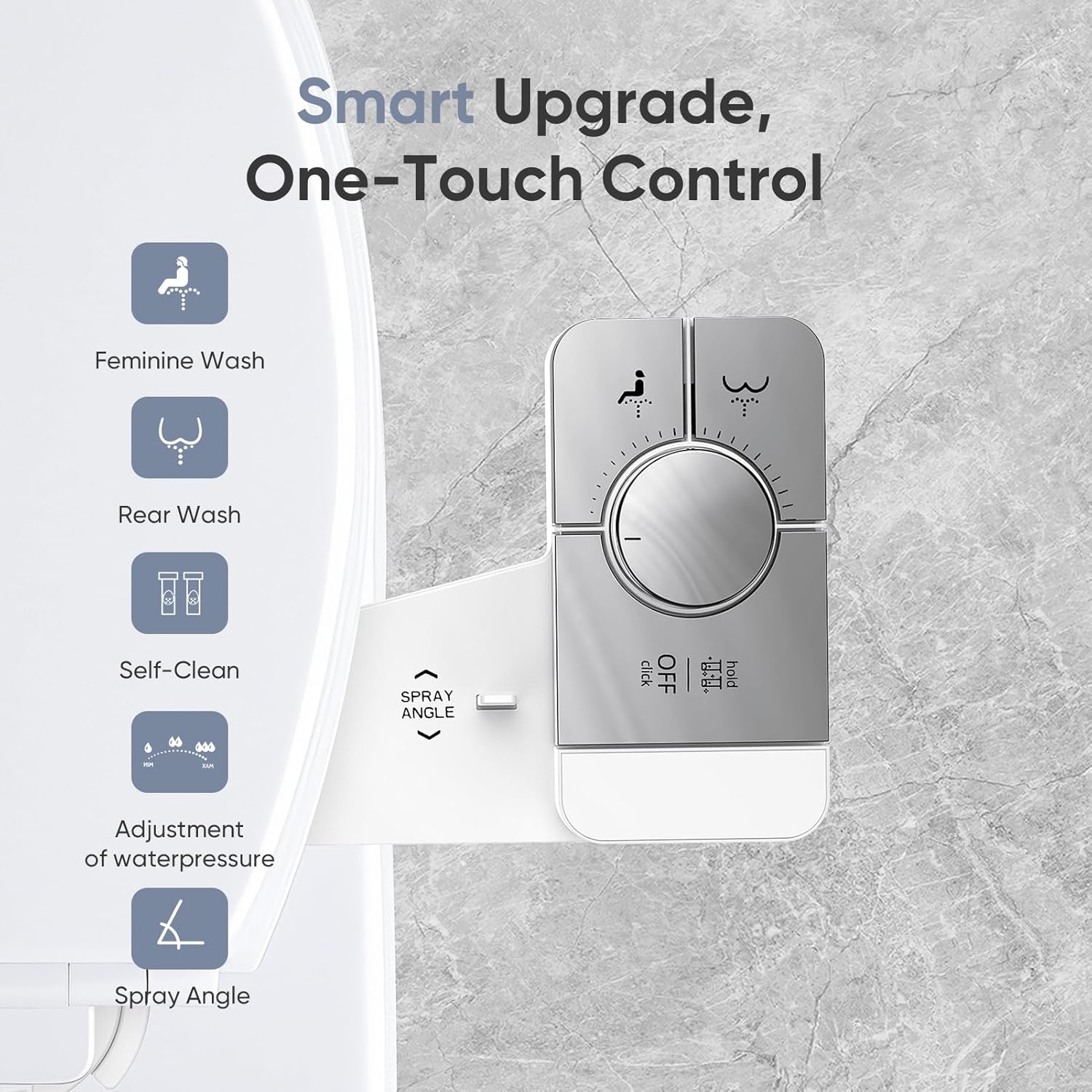 Upgrade Bidet Attachment for Toilet Seat, Adjustable Angle Dual Nozzle, Self-Cleaning, Non-Electric Bidet Attachment for Rear & Feminine Wash, Controllable Fresh Cold Water Pressure