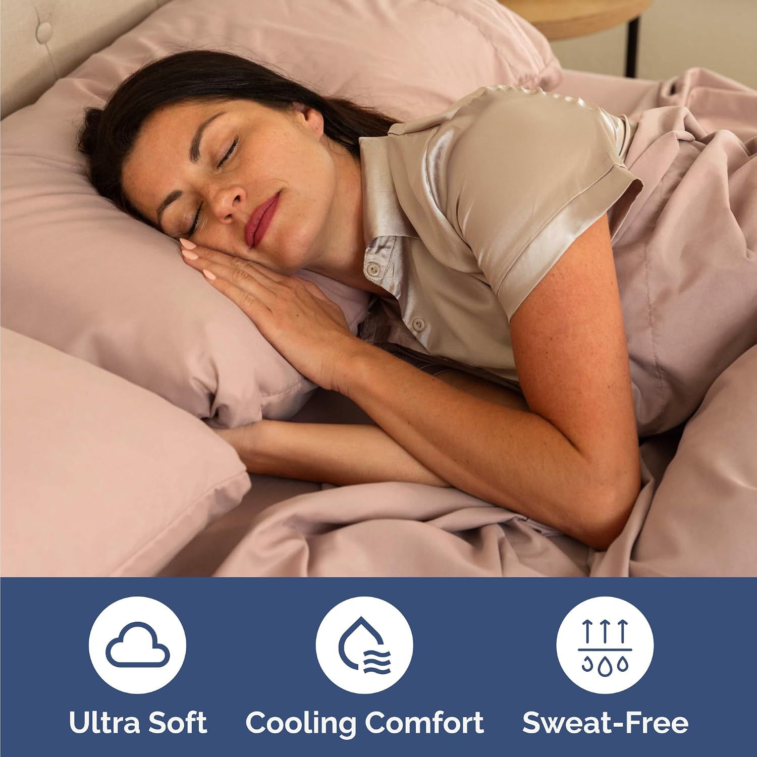 Queen Size 4 Piece Sheet Set - Comfy Breathable & Cooling Sheets - Mauve