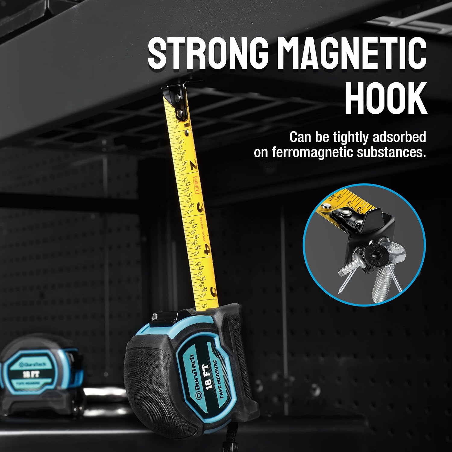 DURATECH 16FT Magnetic Double-Sided Tape Measure, Easy Read Measuring Tape