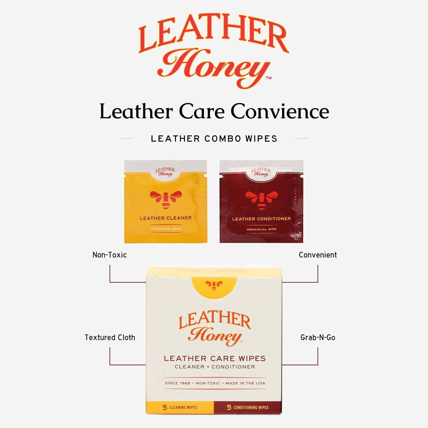 Leather Honey Leather Wipe Kit – Non-Toxic Cleaner & Conditioner