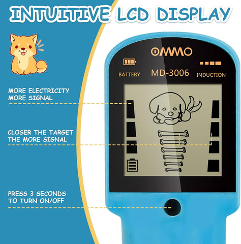 OMMO Kids Metal Detector, Adjustable 27.5"-37.8" with LCD Display (Azure)