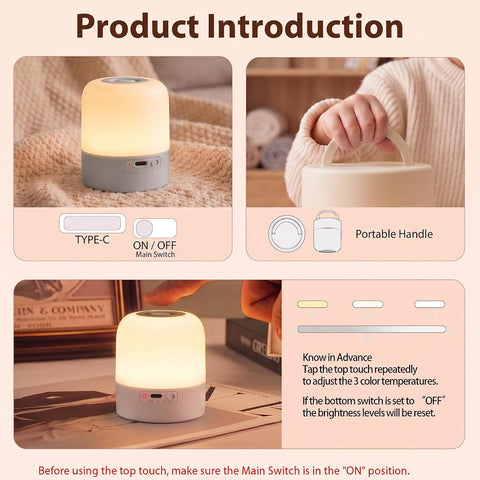 Baby Night Light, 3 Colors Egg Light for Nursery - Small Size