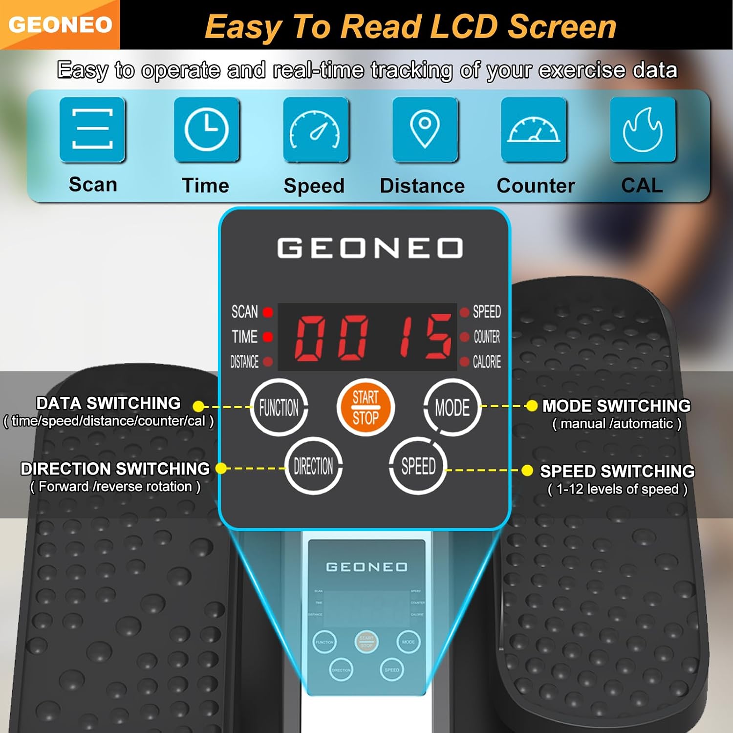 Under Desk Elliptical Machine, Electric Elliptical Leg Exerciser for Senior