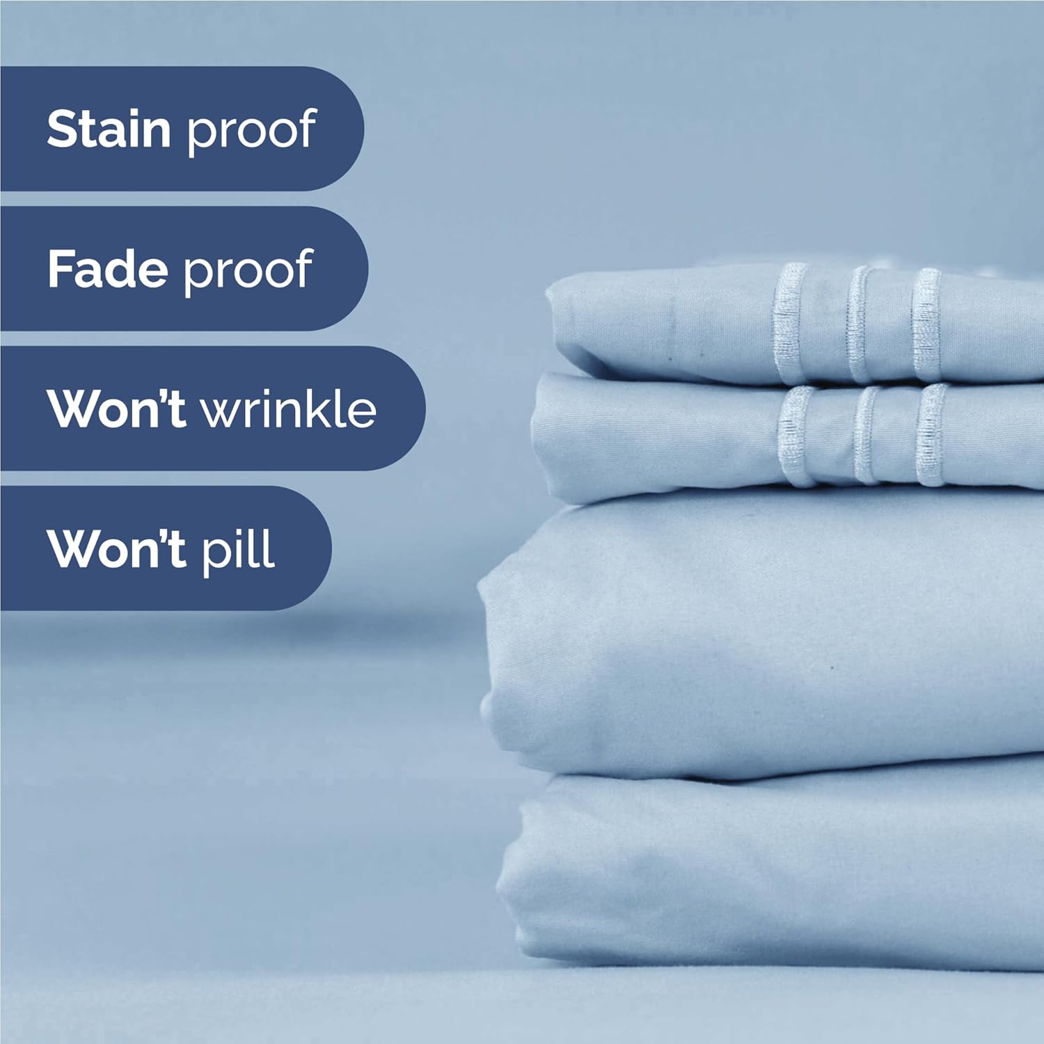 Full Size 4 Piece Sheet Set - Comfy Breathable & Cooling Sheets - Sky Blue