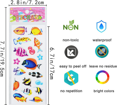 24 Sheets(500+) 3D Puffy Stickers for Toddlers Kids Boys Girls
