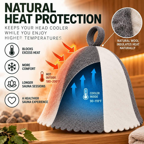 Premium Sauna Hat – 100% Natural Wool, Handmade Sauna Headwear for Men and Women – Eco-Friendly, Breathable