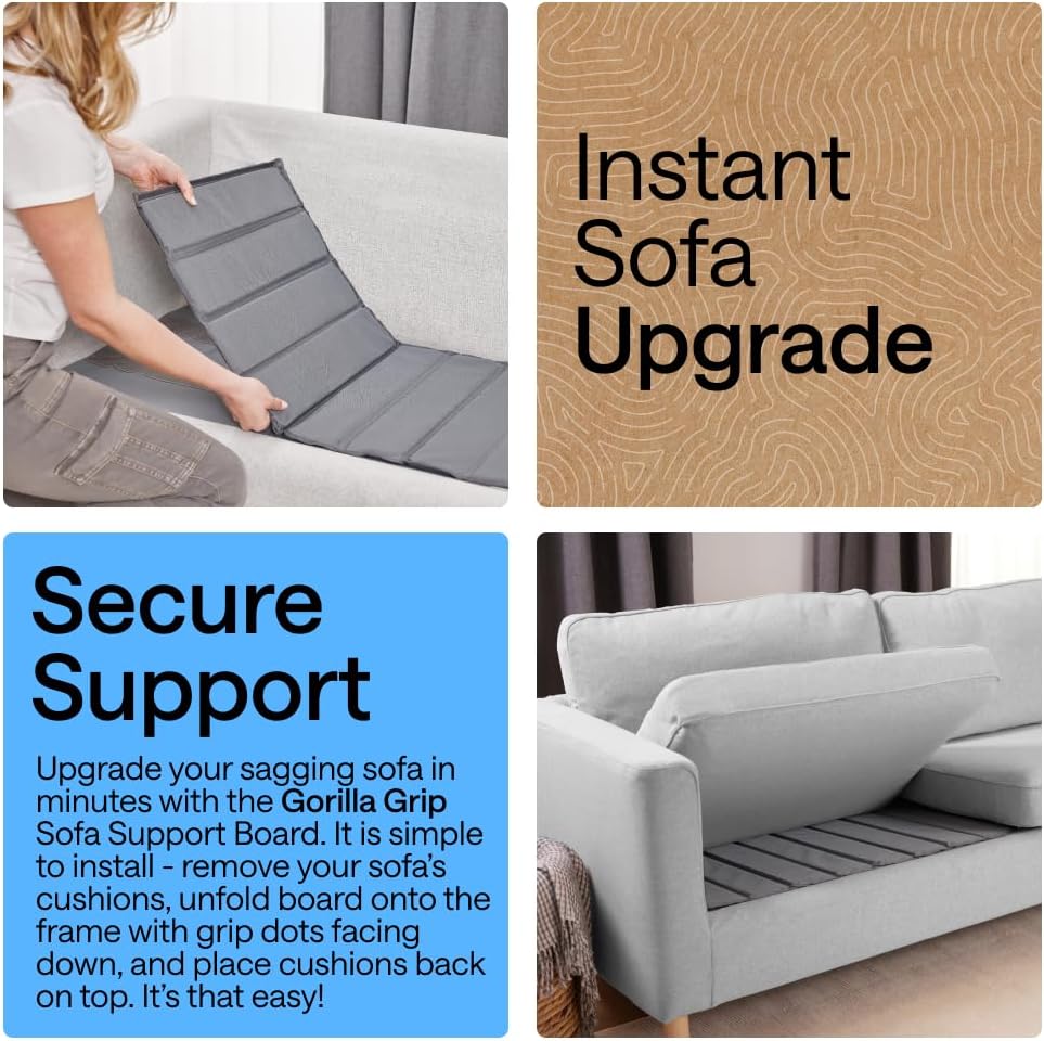 GORILLA GRIP Couch Cushion Support Board for Sagging Sofas, 24x78 Gray