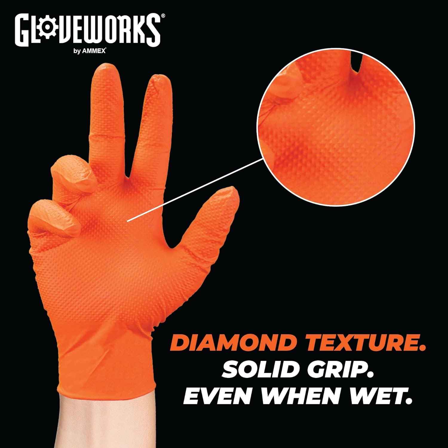 GLOVEWORKS Nitrile Gloves Disposable Orange 8 mil