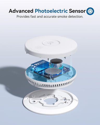 SITERWELL Smoke Detector Photoelectric Smoke Alarm 9V Battery