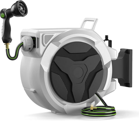 100ft Retractable Garden Hose Reel 1/2" with 10-Function Nozzle