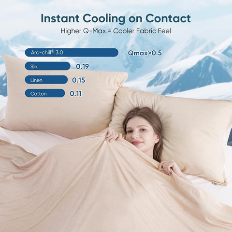 Elegear Arc-Chill 3.0 Cooling Blankets for Hot Sleepers, Throw Size, Beige