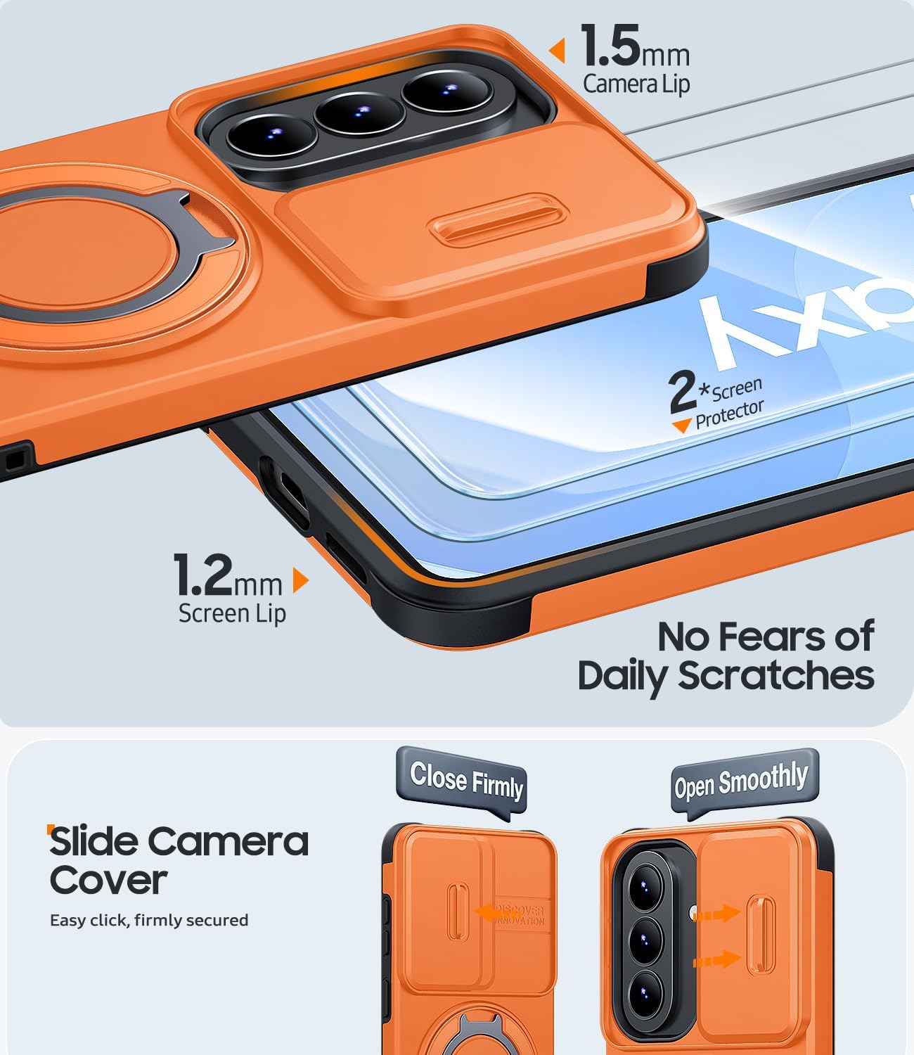 JAME for Samsung Galaxy A57 5G Phone Case with Stand & Slide Camera Cover