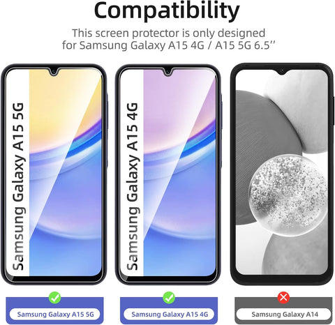NEW'C 3 Pack Designed for Samsung Galaxy A15 5G/4G Screen Protector Tempered Glass,Case Friendly Scratch-proof, Bubble Free, Ultra Resistant