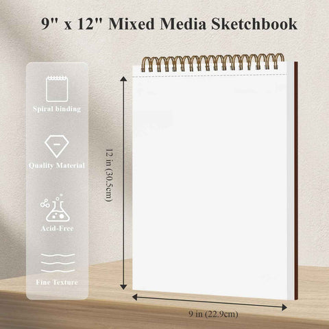 MOFUNY Mixed Media Sketchbook 9x12, Drawing Paper Pad 60 Sheets_98lb/160gsm