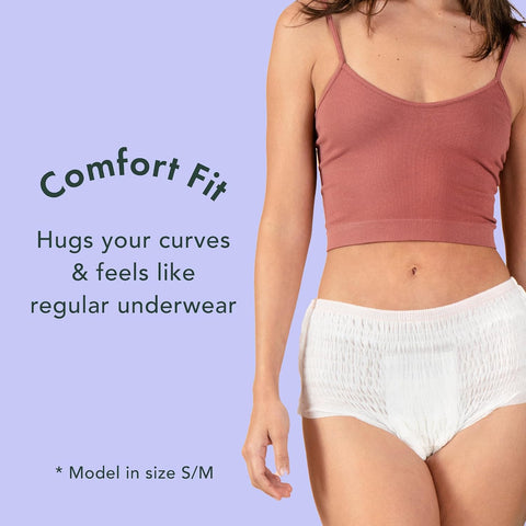 Rael Disposable Period Underwear, Organic Cotton Cover (Size S-M, 12 Ct)