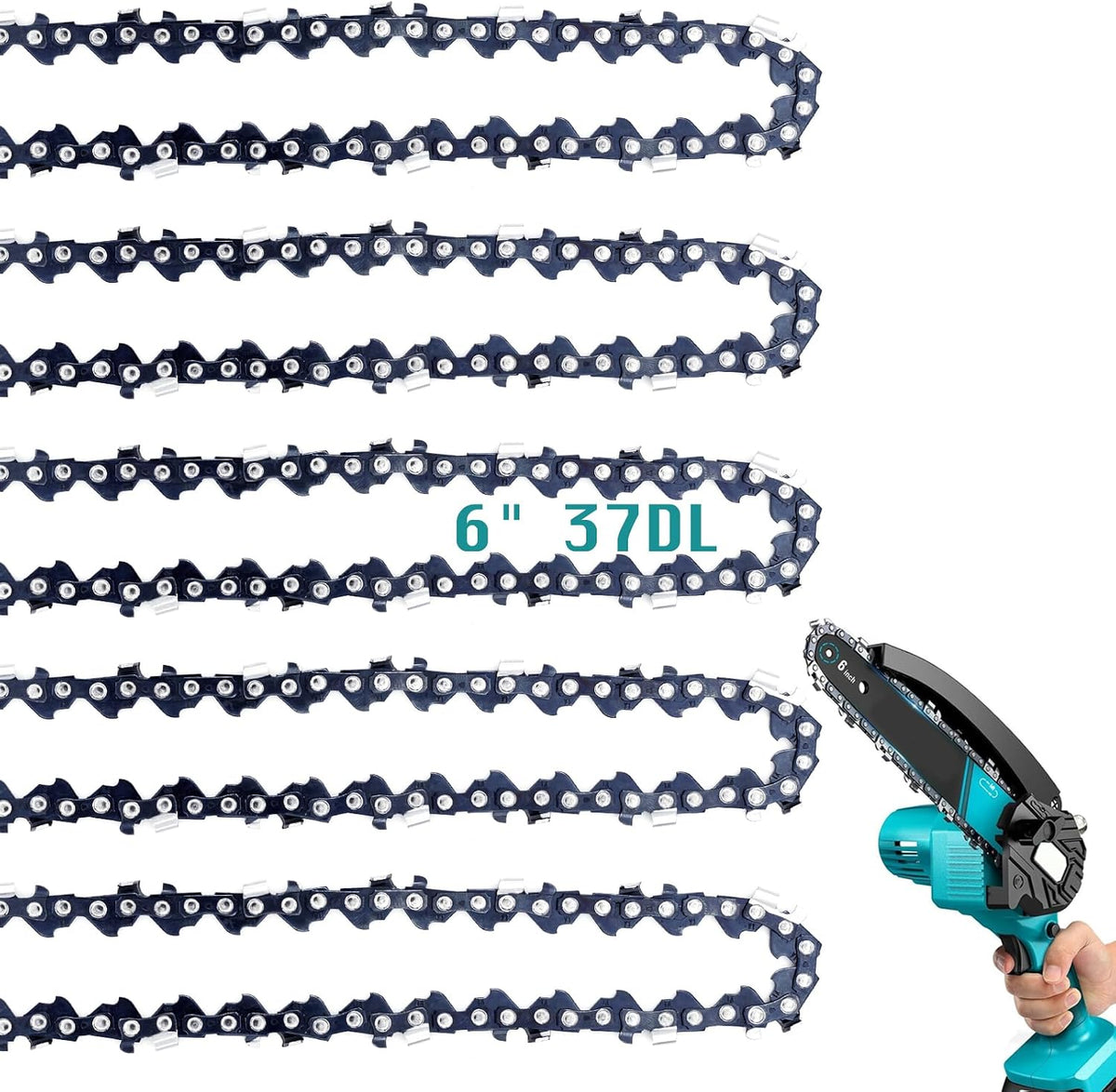 5 Pieces 6 Inch Mini Chainsaw Chain 37 Drive Links, 1/4"LP Pitch, .043" Gauge, Replacement Chains for 6-inch Cordless Portable Mini Chainsaw for Wood Branch Cutting
