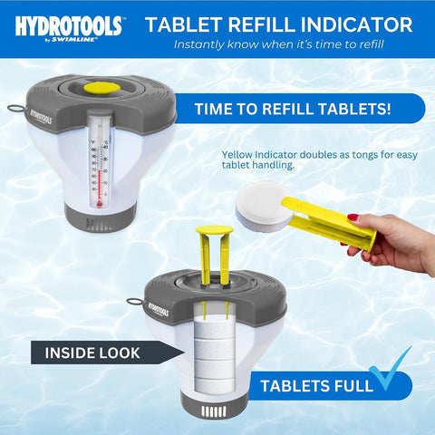 SWIMLINE | Floating Pool Chlorine Tablet Dispenser | Smart-Refill | Tongs