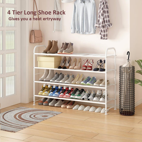 LINZINAR 4 Tier Long Shoe Rack for Closet Metal Shoe Organizer for Entryway