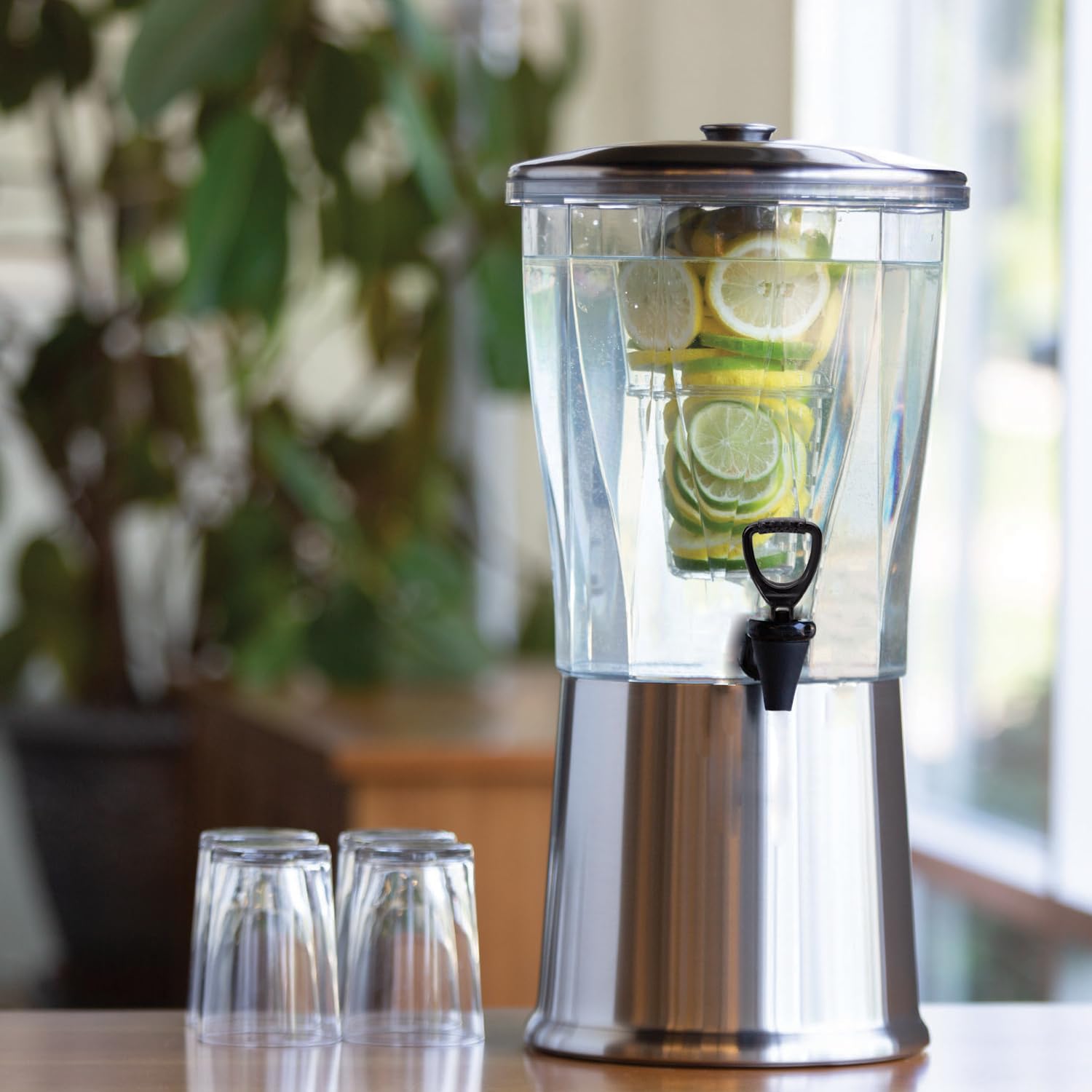 Service Ideas Beverage Dispenser with Infuser, 3 Gallon, Stainless Steel