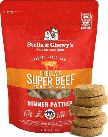 Stella & Chewy's Freeze-Dried Raw Dinner Patties - Beef Recipe - High Protein Grain-Free Puppy & Dog Food - Perfect For Picky Eaters - 25 oz