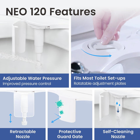 LUXE Bidet NEO 120 - Bidet Attachment for Toilet Seat, White