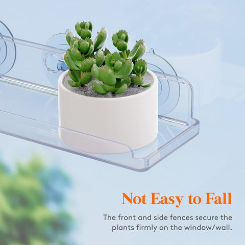 Lifewit Window Plant Shelves 14.6", 2 Pack Acrylic Suction Cup Holder